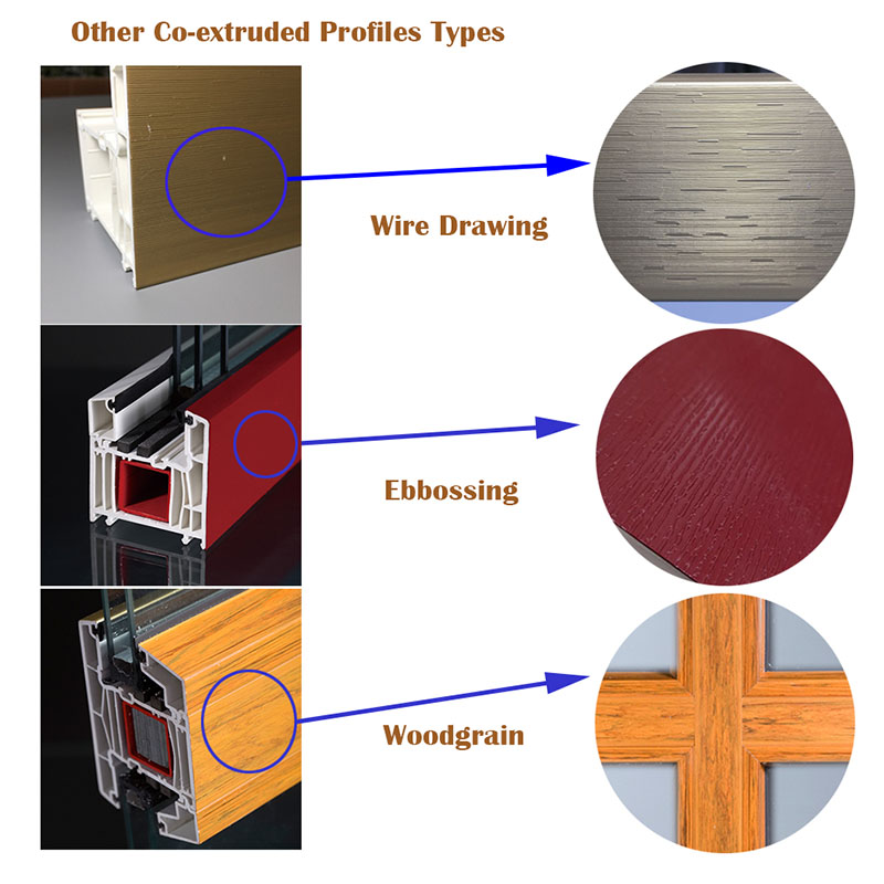 التشكيلات الجانبية البلاستيكية النتوء مع الخشب الرقائقي الألوان Plastic Extrusion PVC Profiles with Wood Laminated Colors
