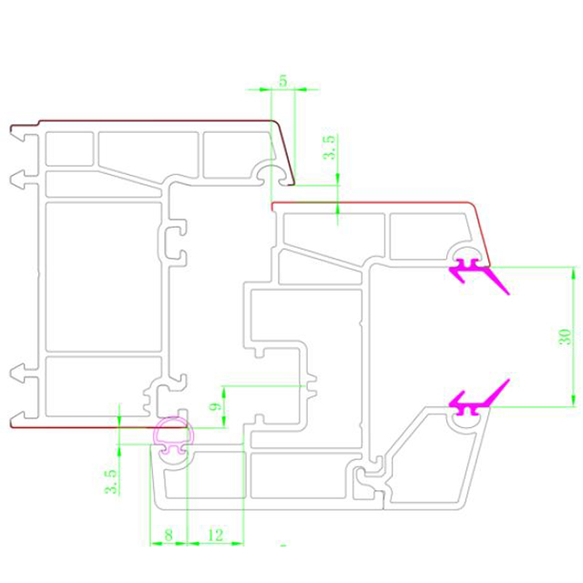 66mm Series Pvc Window and Door Profiles