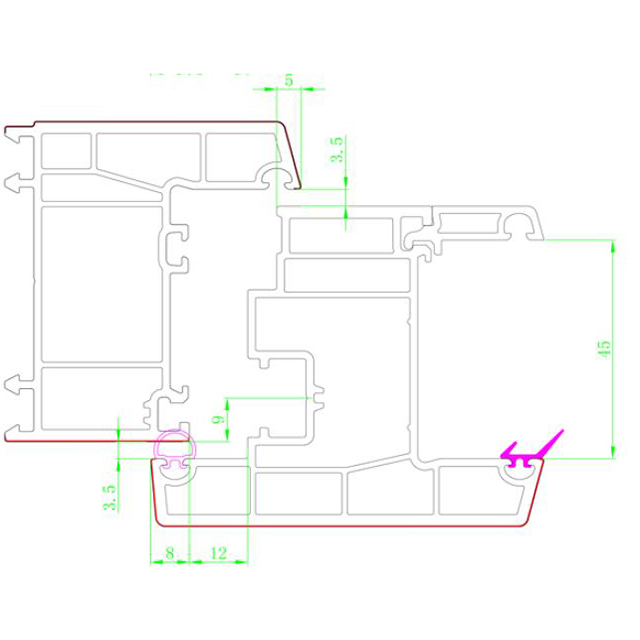 66mm Series Pvc Window and Door Profiles