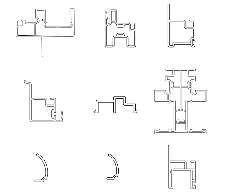 PVC Americano Linea Perfiles für zweiflügelige Fenster PVC Americano Linea Perfiles for Double Hung Windows
